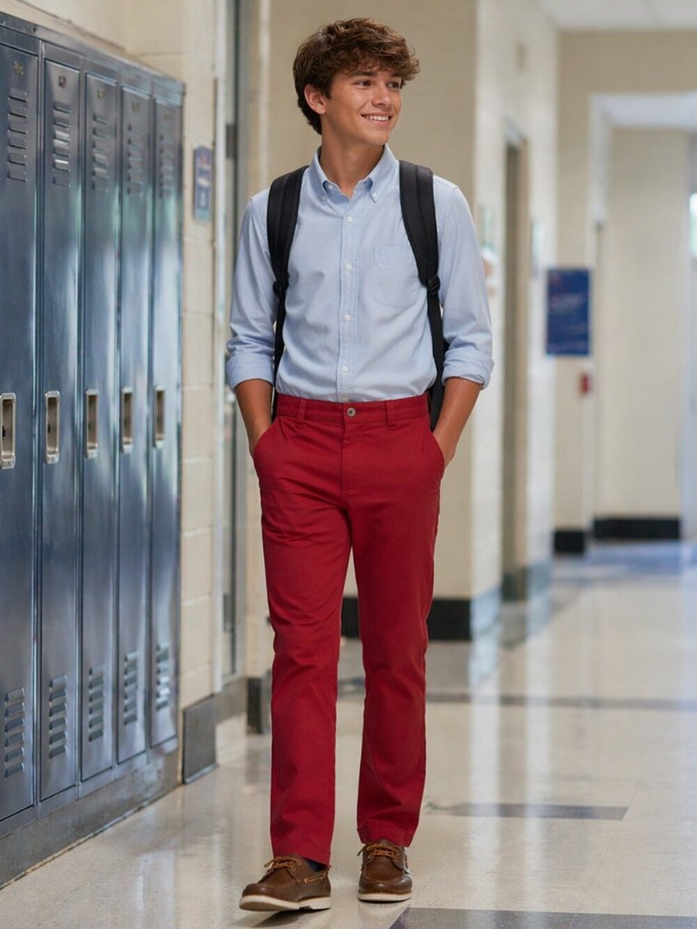 Brooks Brothers Fleece Boys Chino Pants Red Size 18 Straight Leg Flat Front NWT